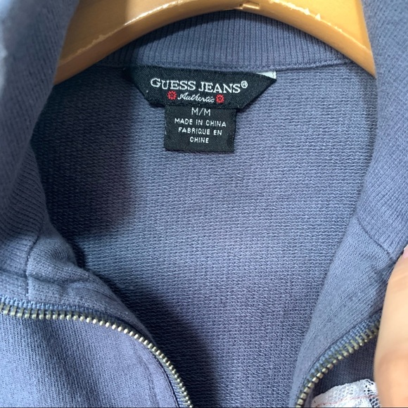 Guess Vintage Grey Floral High Neck Zip Up Sweater - Picture 5 of 6